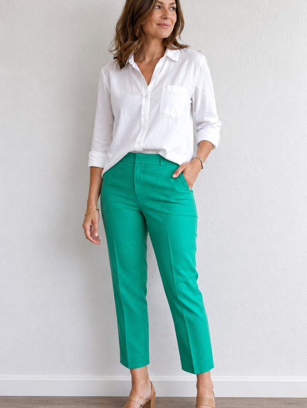 Banana Republic Ryan Slim Straight Pants 14 Kelly Green Ankle Workwear Career